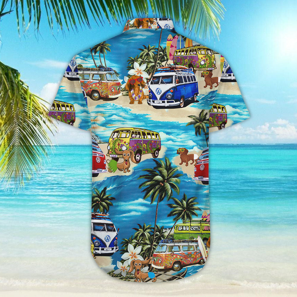 Beach Hawaii Dachshund Dog Hawaiian Shirt,Hawaiian Shirt Gift, Christmas Gift