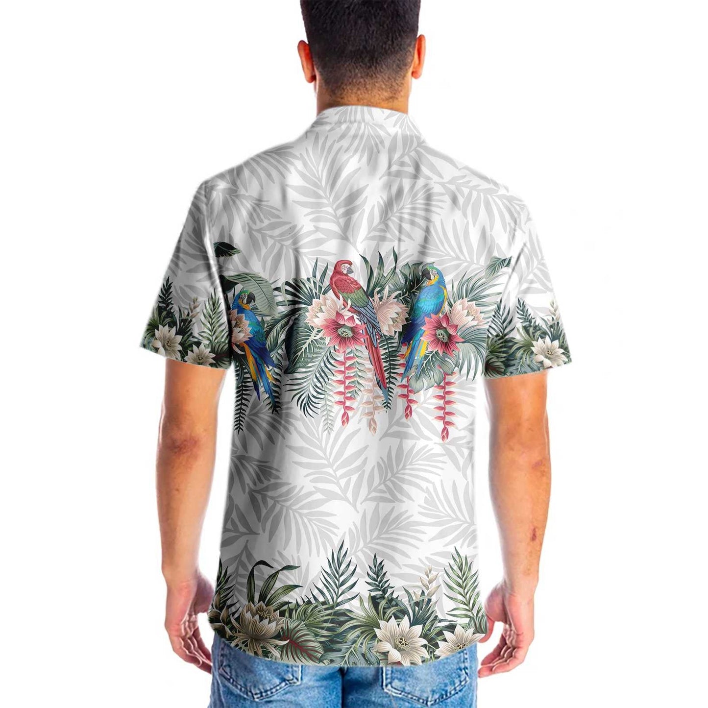 Dearann ​​Lotus Botanical Vintage Agus Parrot Macaw Léine Haváís, Bronntanas Léine Haváíais, Bronntanas Nollag