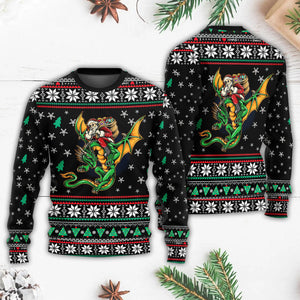 Christmas Santa Claus With Dragon Ugly Christmas Sweater, Christmas Gift, Gift Christmas 2024