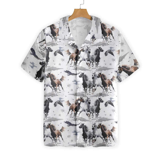 Wild And Free Racing Horses Hawaiian Shirt, Hwaiian For Gift