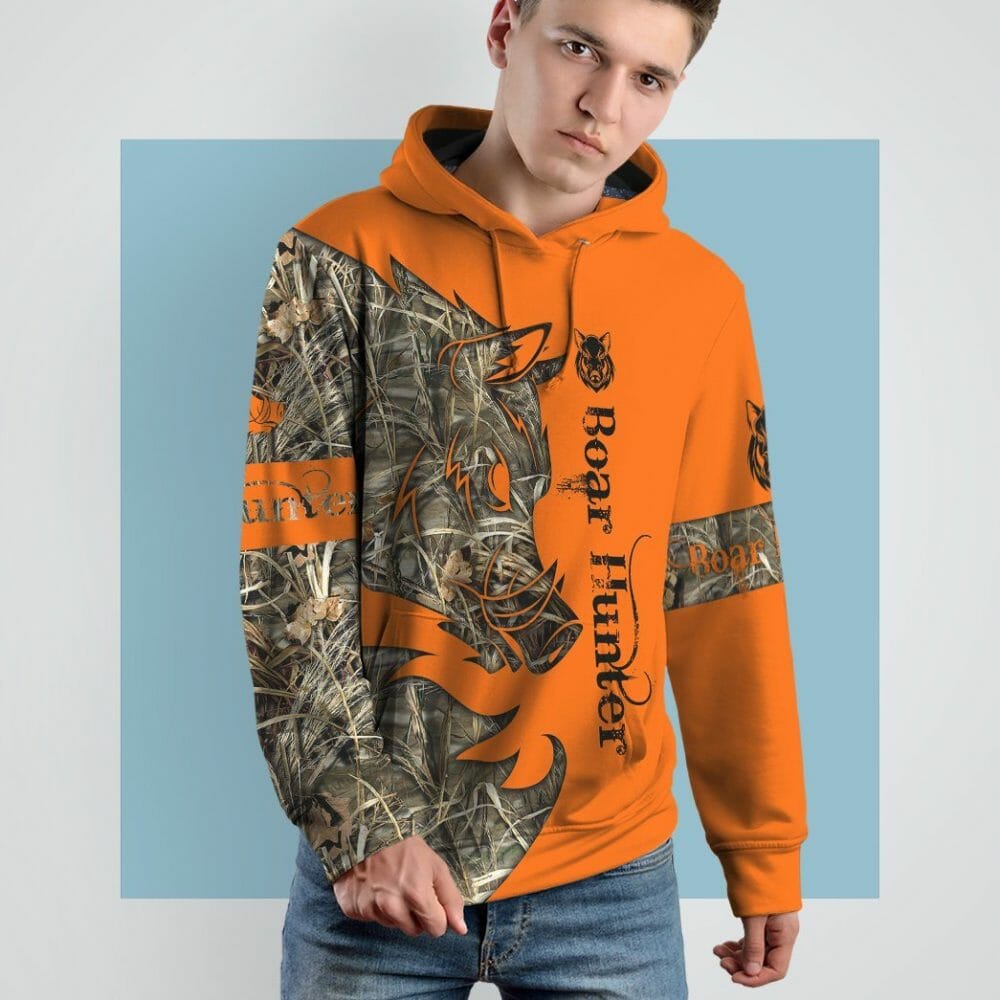 3D Orange Boar Hunter Saincheaptha Tshirt Éadaí Cochaill