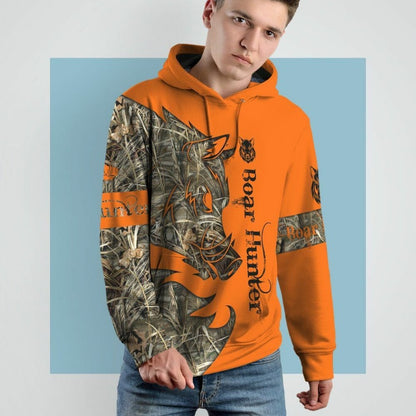 3D Orange Boar Hunter Saincheaptha Tshirt Éadaí Cochaill