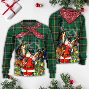 Christmas Santa Cowboy Christmas Green Style Ugly Christmas Sweater, Christmas Gift, Gift Christmas 2024