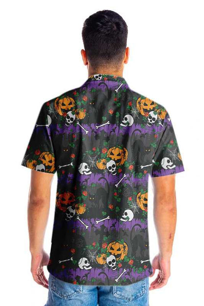 Beautiful Halloween Pumpkin And Black Cats Hawaiian Shirt, Hawaiian For Gift
