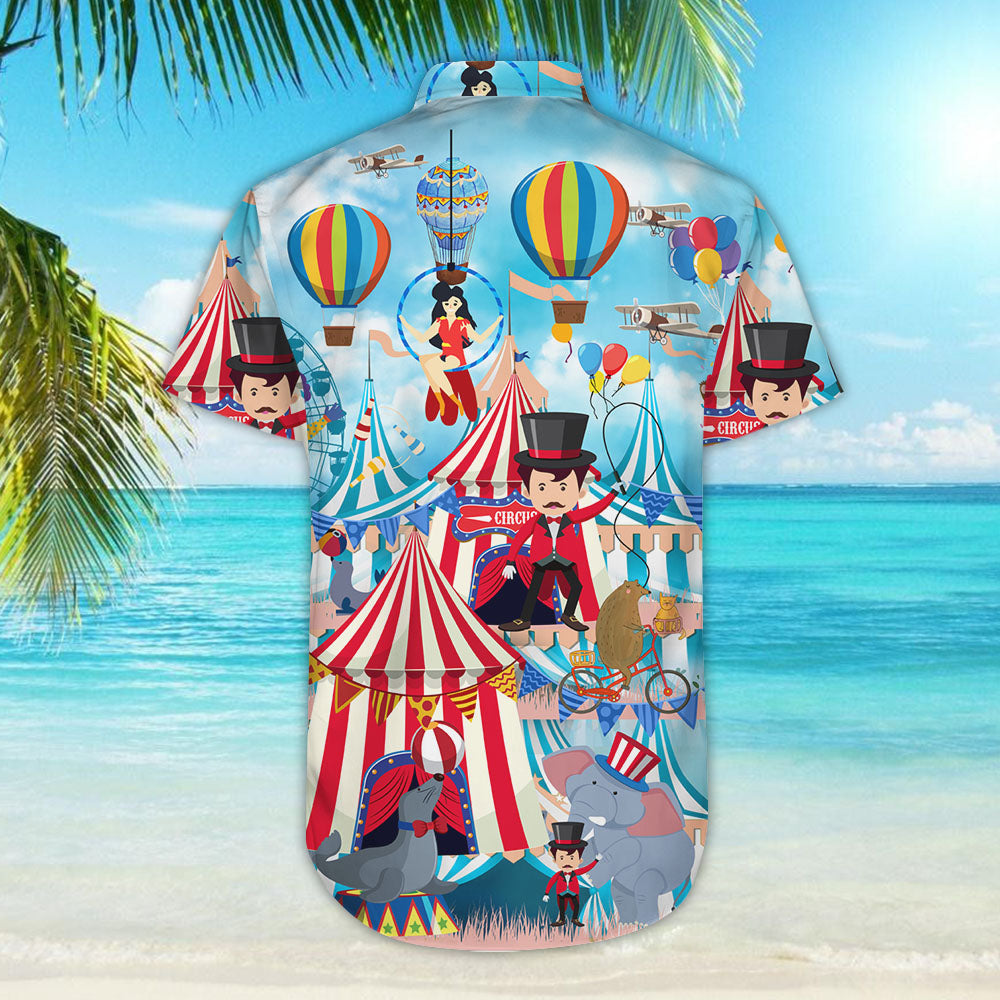 Circus Elephants Unisex Short Sleeve Shirt Vacation Tropical Shirts Best Hawaiian Shirts Hawaiian Shirts For Men_Hawaiian Shirt Gift, Christmas Gift