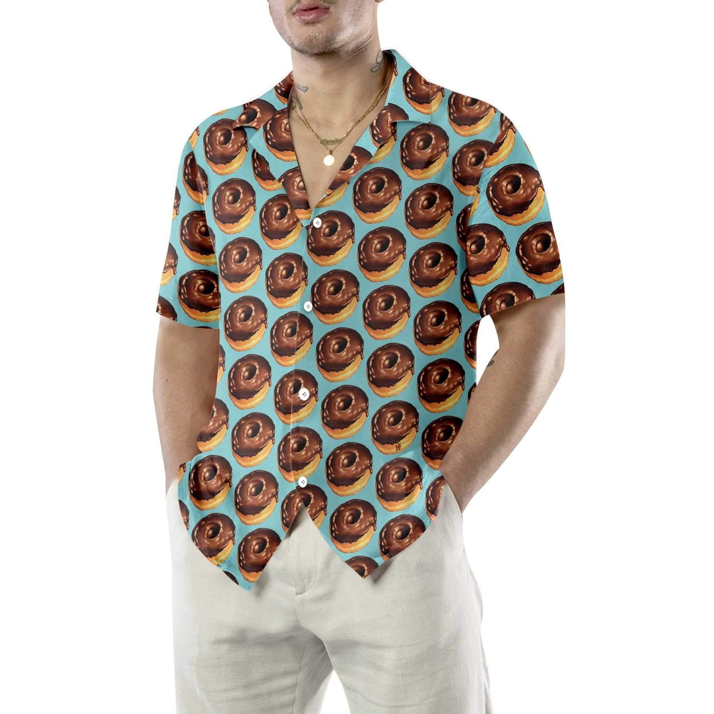 Donuts Seacláide Ar Spéir Éadrom Dearadh Léine Haváí, Bronntanas Léine Haváíais, Bronntanas Nollag