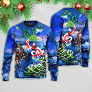 Christmas Santa Riding A Dragon Ugly Christmas Sweater, Christmas Gift, Gift Christmas 2024