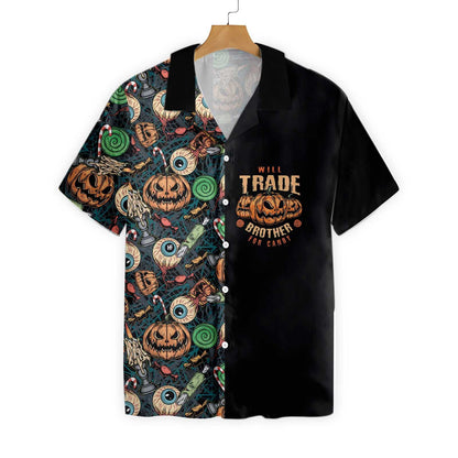 Black Background Vintage Halloween Scary Pumpkin Hawaiian Shirt, Hawaiian For Gift