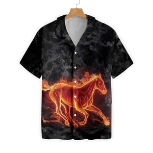 Wild Life Fire Horse Design Hawaiian Shirt, Hwaiian For Gift