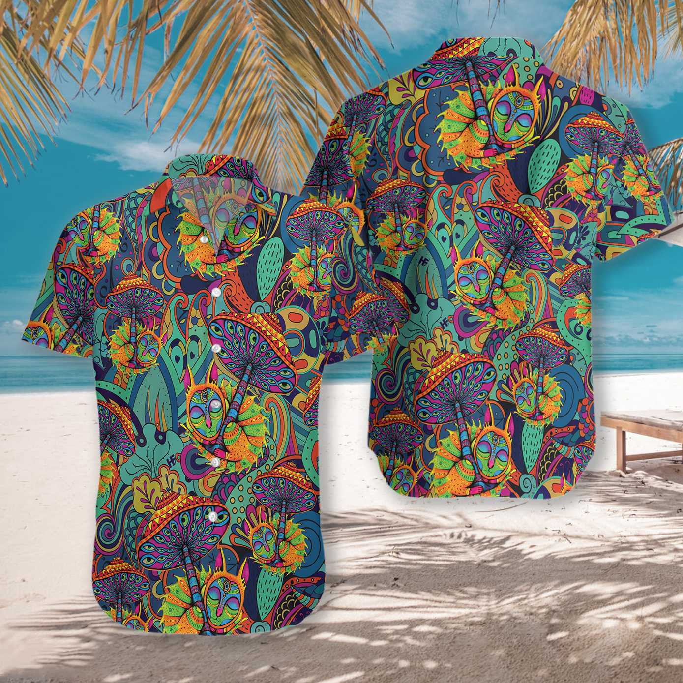 Mushroom Hippie Appealing Design Vivid Color Hawaiian Shirt,Hawaiian Shirt Gift, Christmas Gift