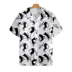Cool Cats Play Saxophone Hawaiian Shirt,Hawaiian Shirt Gift, Christmas Gift