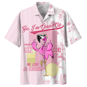 Flamingo October Girl Pattern Design Hawaiian Shirt,Hawaiian Shirt Gift, Christmas Gift