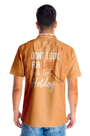 Orange Funny Hot Dog Pattern Hawaiian Shirt,Hawaiian Shirt Gift, Christmas Gift