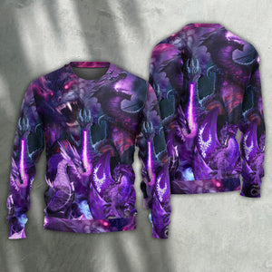 Dragon Dark Purple Lightning Art Style Ugly Christmas Sweater, Christmas Gift, Gift Christmas 2024