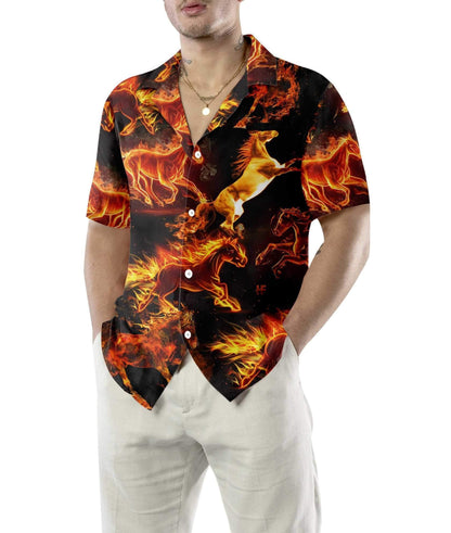Flaming Horses Running To The Freedom Design Hawaiian Shirt, Hawaiian Shirt Gift, Christmas Gift