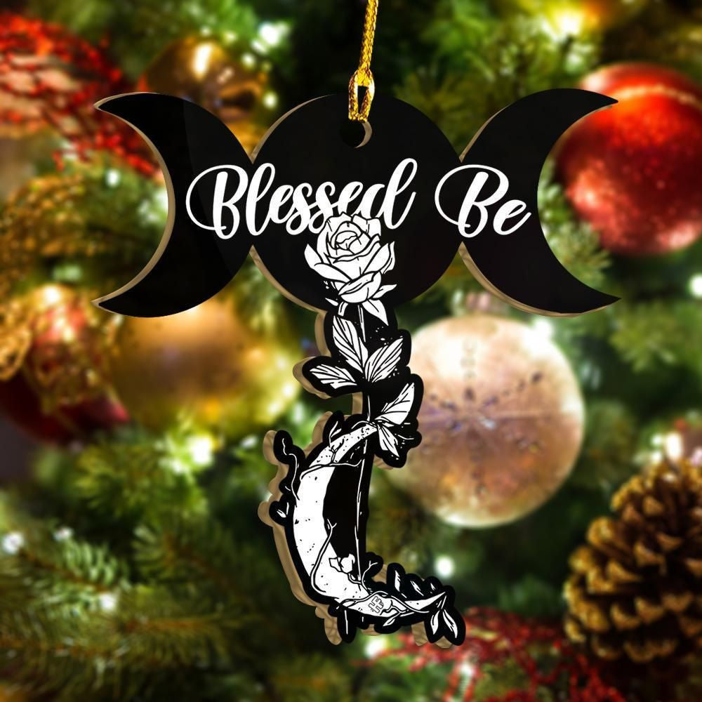 Blessed Be Moon Rose V2 Wicca Ornament, Christmas Ornament Gift, Christmas Gift, Christmas Decoration