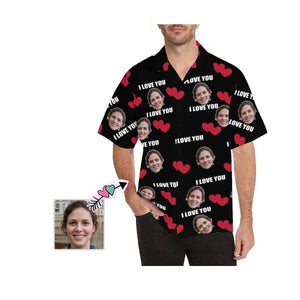 Custom Face Love You Men's All Over Print Hawaiian Shirt, Hawaiian Shirt Gift, Christmas Gift