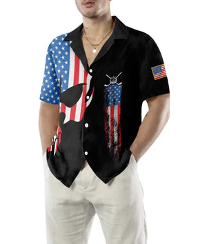 Pretty Skull Golf With American Flag Hawaiian Shirt,Hawaiian Shirt Gift, Christmas Gift