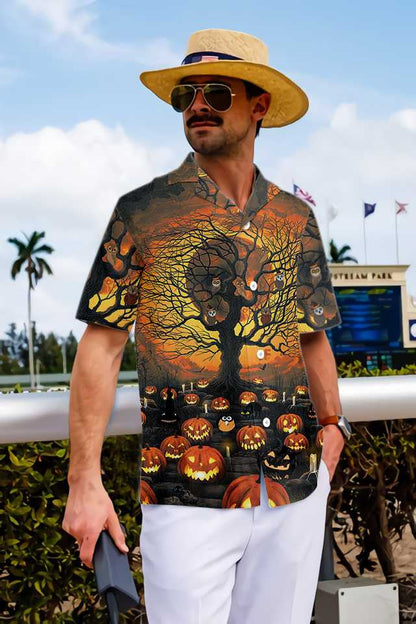 Pumpkin Night Eerie Silence Design Hawaiian Shirt,Hawaiian Shirt Gift, Christmas Gift