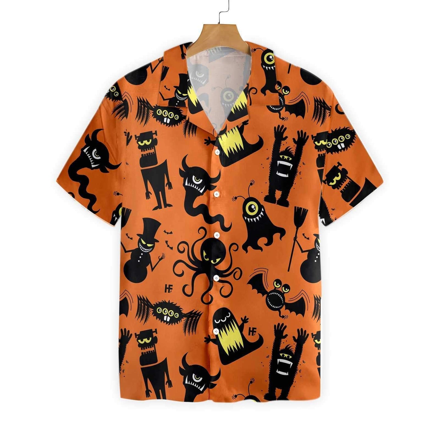 Cute Monster Silhouette Halloween Bigfoot Dramatic Hawaiian Shirt,Hawaiian Shirt Gift, Christmas Gift