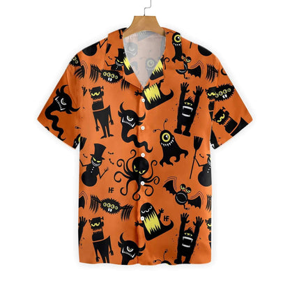 Cute Monster Silhouette Halloween Bigfoot Dramatic Hawaiian Shirt,Hawaiian Shirt Gift, Christmas Gift