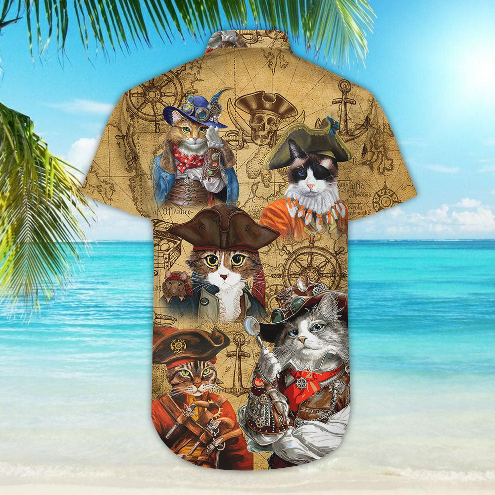Cute Hawaiian Shirts - Cat Pirate Aloha Hawaiian Shirt - Gift Ideas For Cat Lovers, Hwaiian For Gift