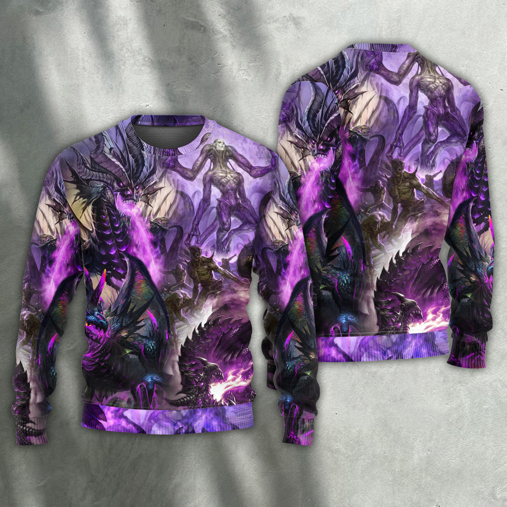Dragon Purple Skull Monster Lightning Fight Art Style Ugly Christmas Sweater, Christmas Gift, Gift Christmas 2024