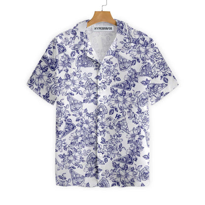 Dearadh Pizza Floral Gorm den Scoth Léine Haváís, Bronntanas Léine Haváí, Bronntanas Nollag