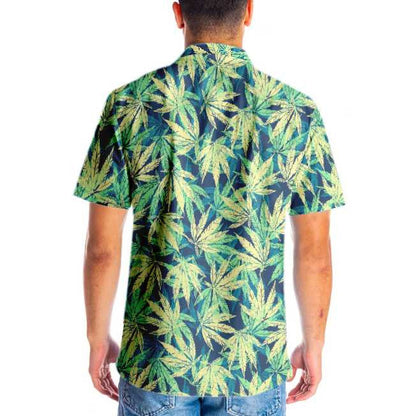 Dark Blue Tropical Marijuana Leaves Design Hawaiian Shirt,Hawaiian Shirt Gift, Christmas Gift