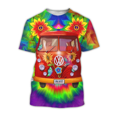 Hippie Bus Flower Theme Pretty Ornamental Hawaiian Shirt,Hawaiian Shirt Gift, Christmas Gift