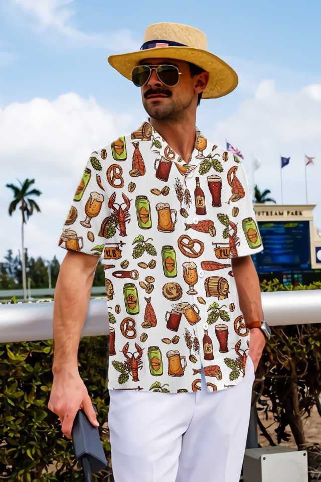 White Background Let's Drink Premium Beer Hawaiian Shirt,Hawaiian Shirt Gift, Christmas Gift