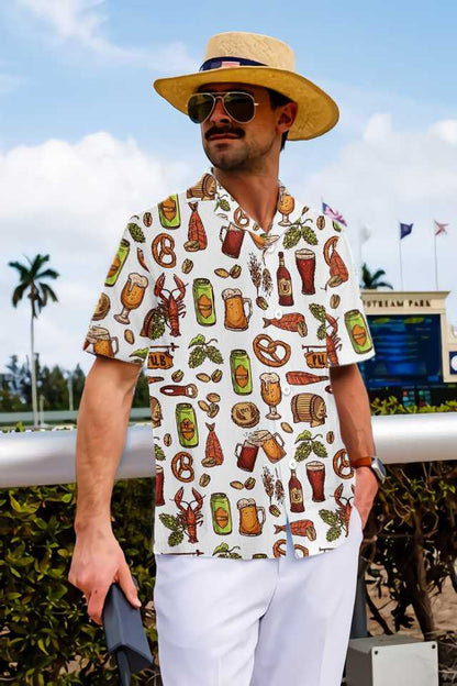 White Background Let's Drink Premium Beer Hawaiian Shirt,Hawaiian Shirt Gift, Christmas Gift
