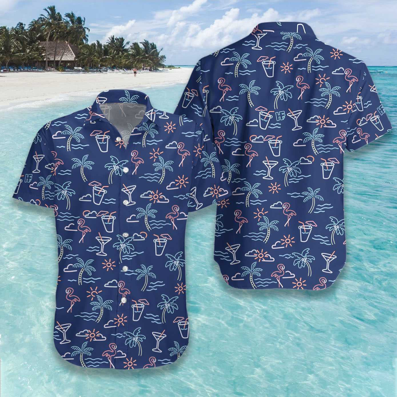 Summer Beach Party Tropical Flamingo Design Hawaiian Shirt,Hawaiian Shirt Gift, Christmas Gift