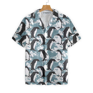 Arctic Life Penguin Seamless Design Hawaiian Shirt, Hawaiian For Gift