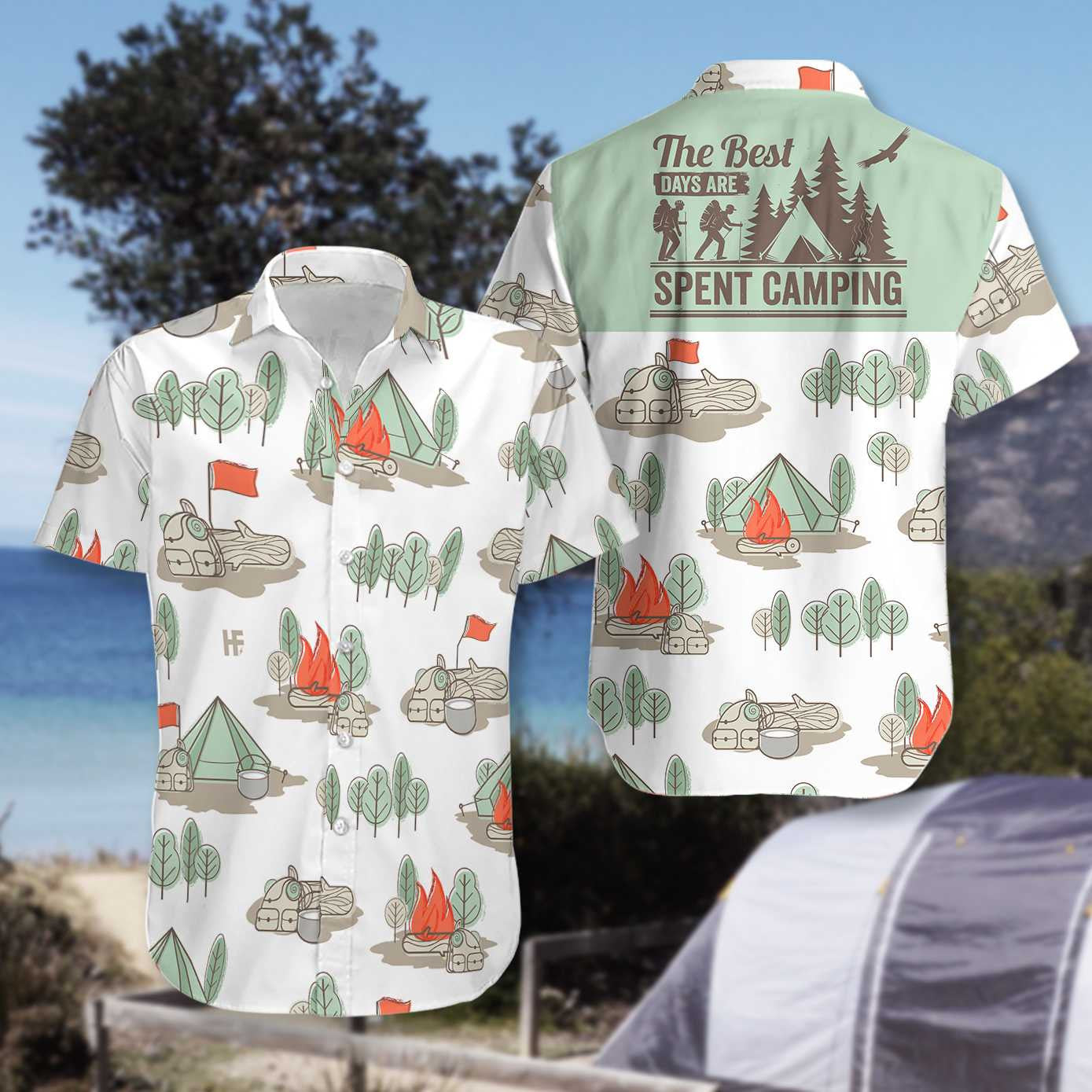 Cool The Best Days Are Spent Camping Hawaiian Shirt, Hawaiian Shirt Gift, Christmas Gift