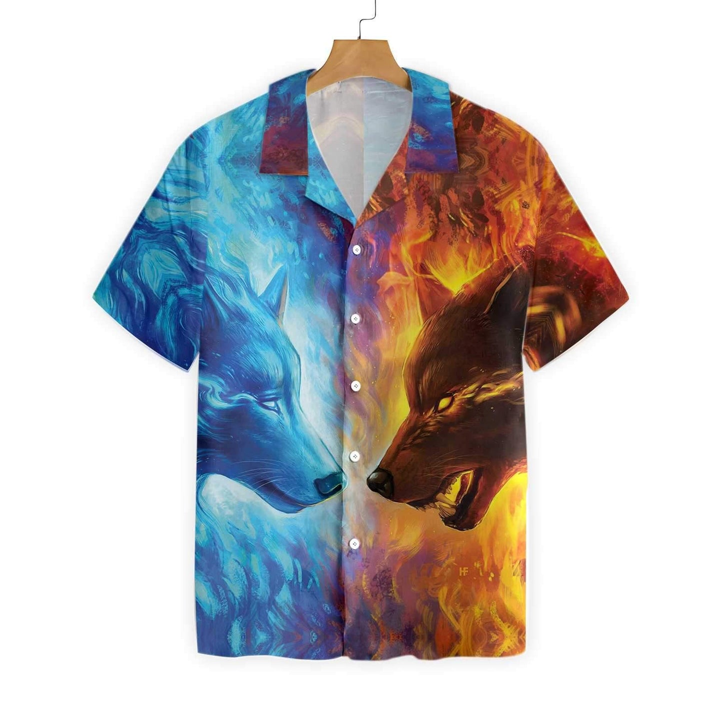 Legend Ice And Fire Wolf Hawaiian Shirt, Hawaiian Shirt Gift, Christmas Gift