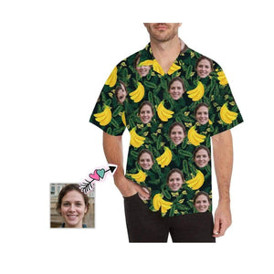 Custom Face Banana Green Men's All Over Print Hawaiian Shirt, Hawaiian Shirt Gift, Christmas Gift
