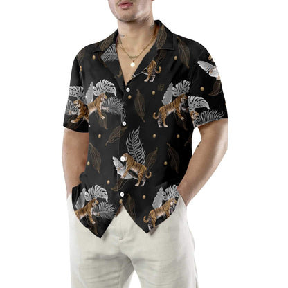 Nice Tiger With Palm Leaves Design Hawaiian Shirt,Hawaiian Shirt Gift, Christmas Gift