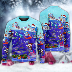 Christmas Santa Shark Sits On Rockets And Brings Gifts To Ocean Ugly Christmas Sweater, Christmas Gift, Gift Christmas 2024