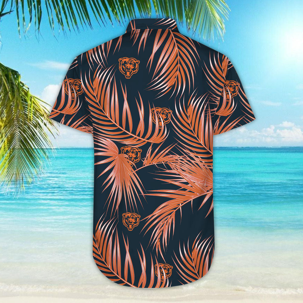 Chicago Bears Nfl Mens Haváís Aloha Button Up Léine Shorts Haváís Beach Short Muinchille_Haváíais Bronntanas Léine, Bronntanas Nollag
