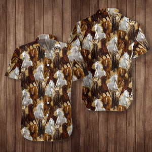 White Horse Running Nice Design Hawaiian Shirt, Hwaiian For Gift