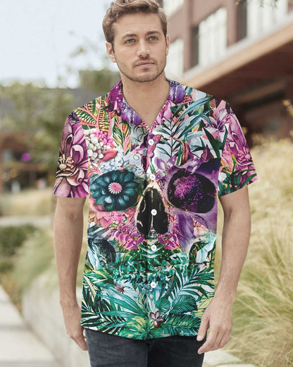 Enticing Summer Tropical Skull Design Hawaiian Shirt,Hawaiian Shirt Gift, Christmas Gift