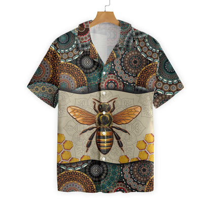 Tribal Beauty Boho Mandala Bee Design Hawaiian Shirt,Hawaiian Shirt Gift, Christmas Gift