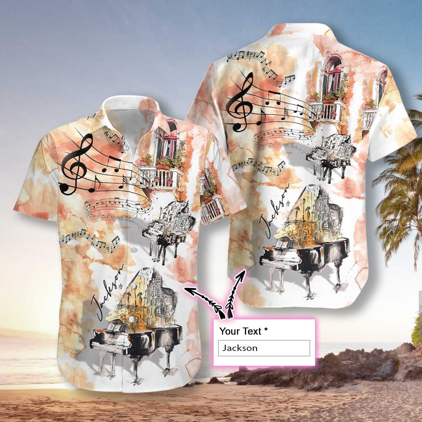 Piano The Sound Of Life Custom Name Hawaiian Shirt,Hawaiian Shirt Gift, Christmas Gift