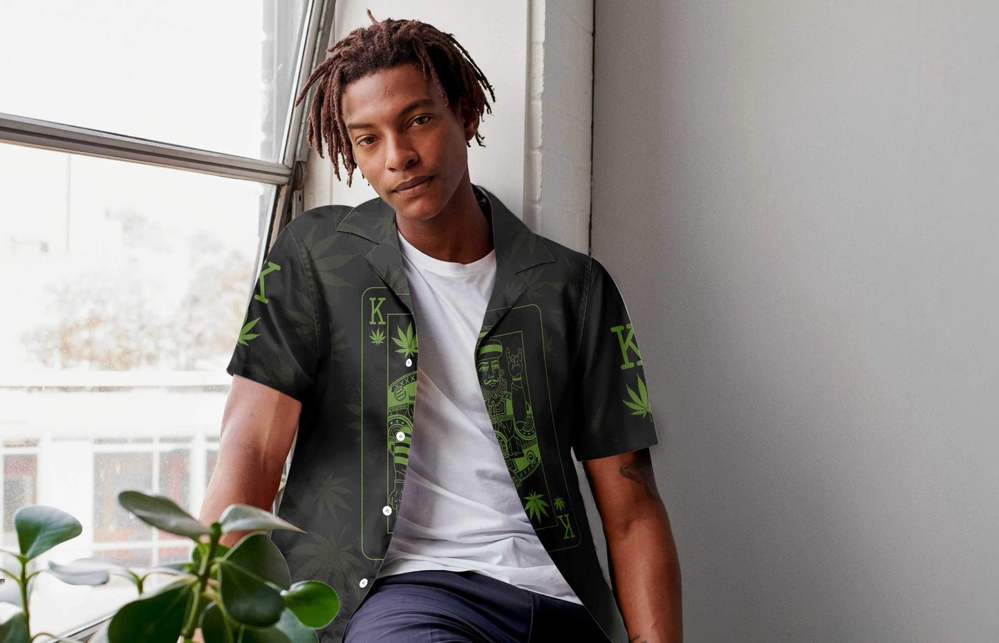 Dearadh Cárta Rí Dope Marijuana Léine Haváís, Bronntanas Léine Haváise, Bronntanas Nollag