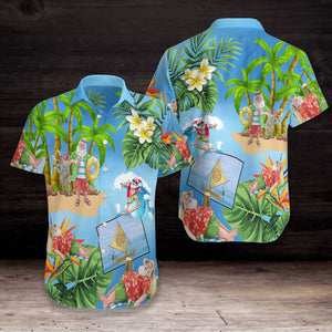 Merry Christmas Santa Claus On The Beach Design Hawaiian Shirt, Hawaiian Shirt Gift, Christmas Gift.