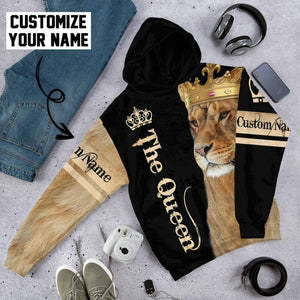 3D Lion Queen Custom Name Tshirt Hoodie Apparel