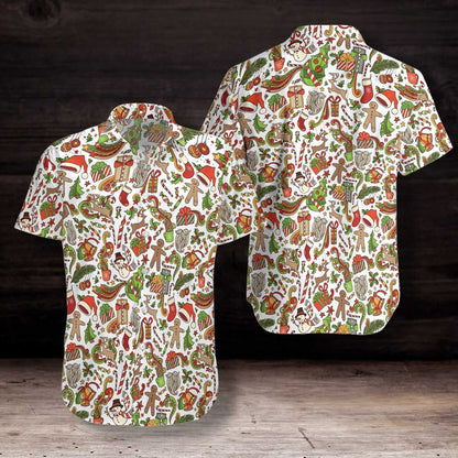 Merry Christmas On White Background Pattern Hawaiian Shirt,Hawaiian Shirt Gift, Christmas Gift