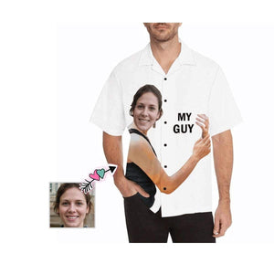 Hug My Guy White Background Custom Photo Hawaiian Shirt, Hawaiian Shirt Gift, Christmas Gift