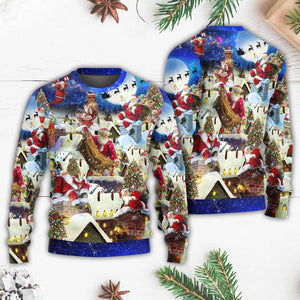 Christmas Up On Rooftop Santa's Busiest Night With Reindeer Ugly Christmas Sweater, Christmas Gift, Gift Christmas 2024